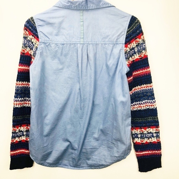 We the Free Fair Isle Chambray Top Small A0002 - Picture 7 of 7